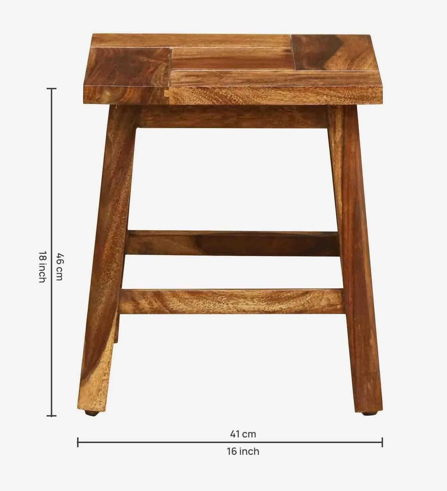 Sheesham Wood Seating Stool In Rustic Teak Finish