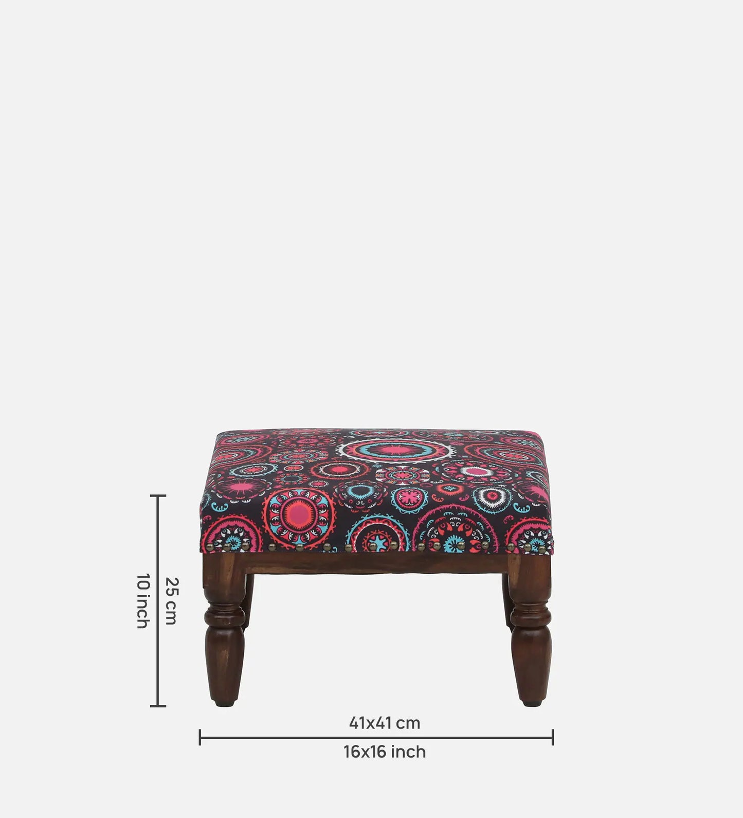 Sheesham Wood Foot Stool In Provincial Teak Finish