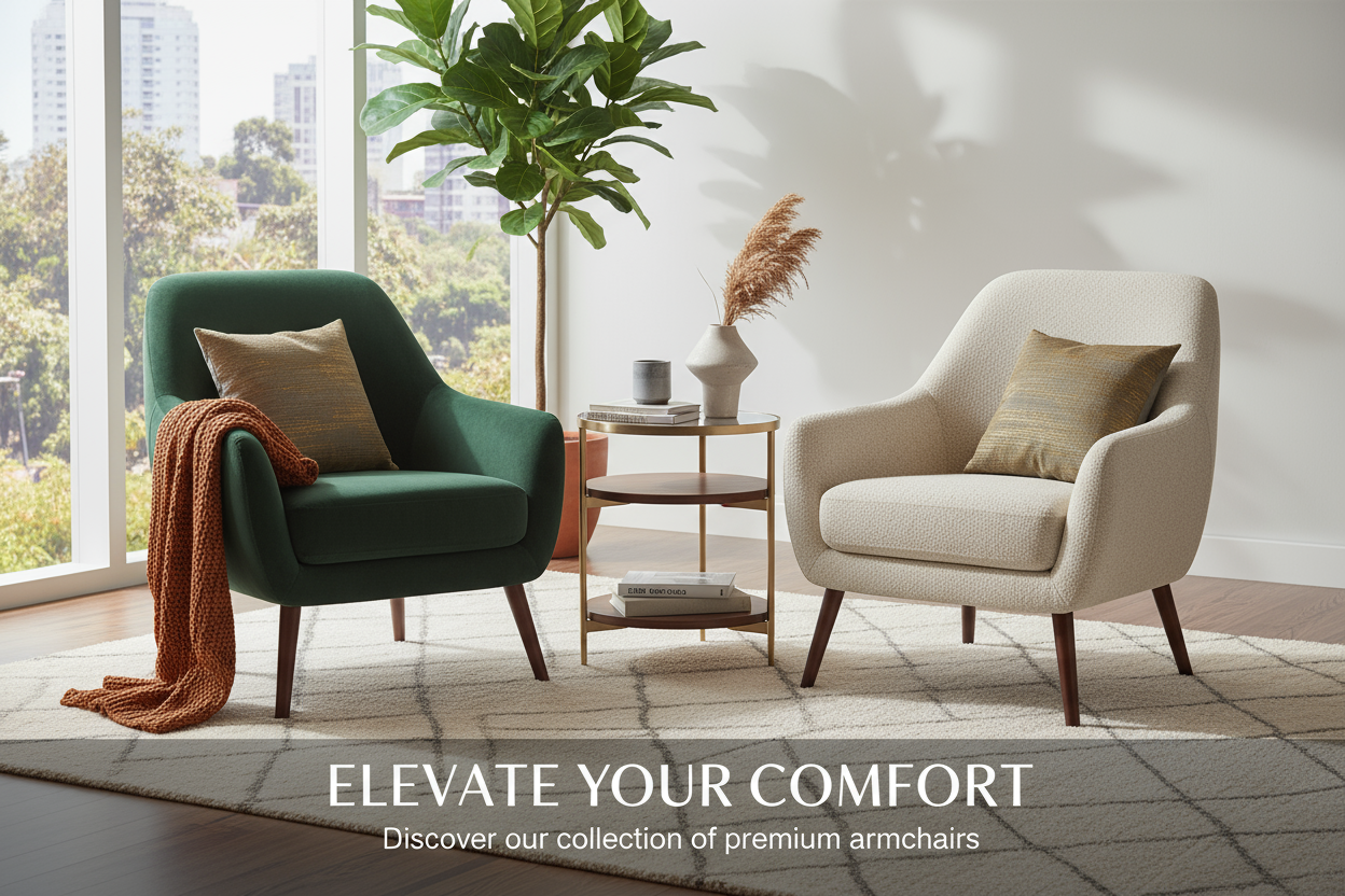 create an image for a furniture website home page for Arm chairs